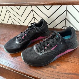 Reebok Women's Black and Pink Athletic Shoes